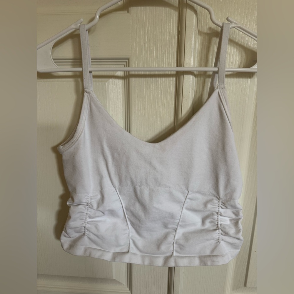 Free People White Ruched Tank Size medium and large